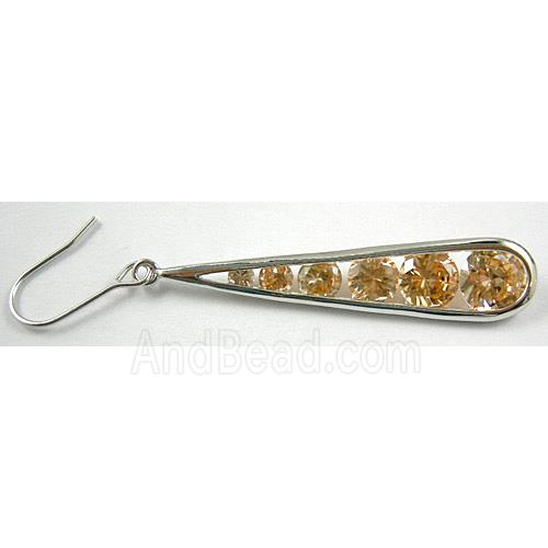Pale Yellow CZ Diamond Drop Earrings, Nickel Free