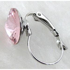 French Earring, rhinestone, platinum plated