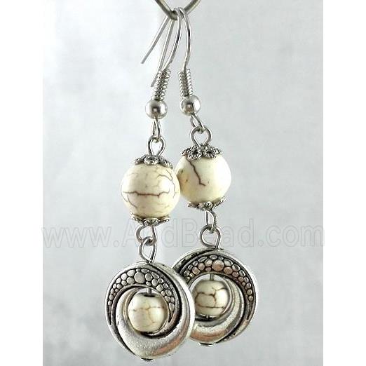 handmade earring with turquoise, copper, alloy bead