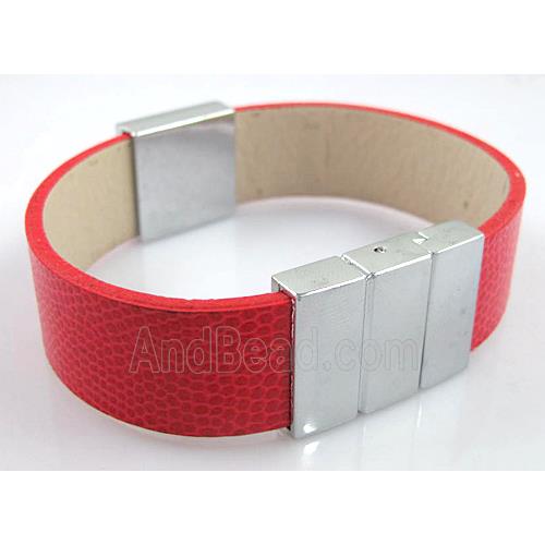 PU Leather Bracelet, alloy bead with mideast rhinestone