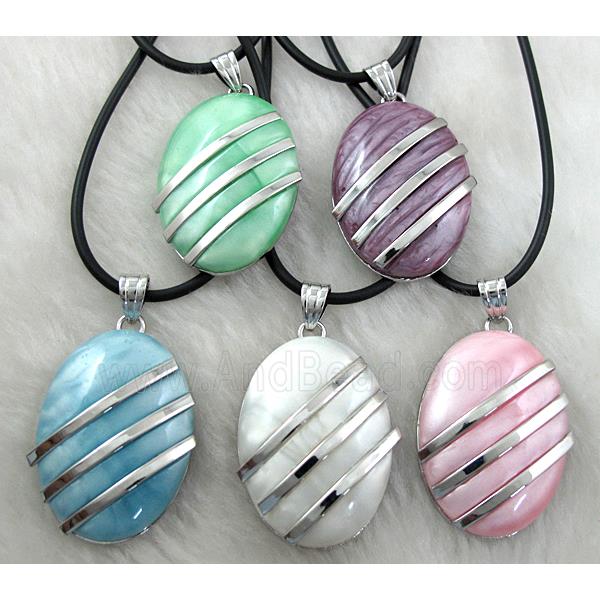 mix Acrylic Necklace, alloy, rubber cord