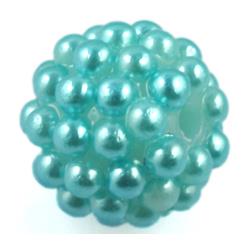 resin bead, round, aqua