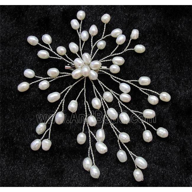 handmade brooch with freshwater pearl beads