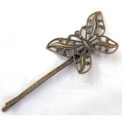 Head Bands, barrette, butterfly, antique bronze
