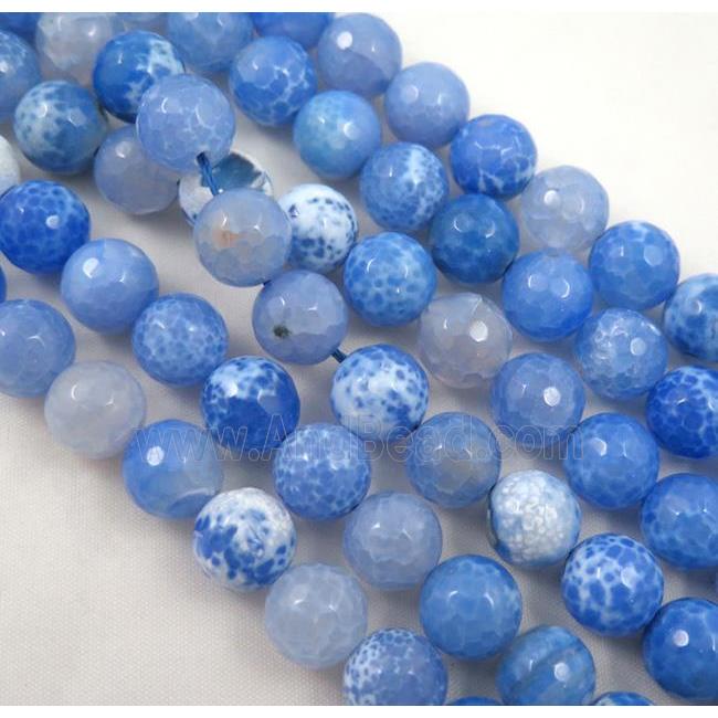 blue Fired Agate Stone beads, faceted round