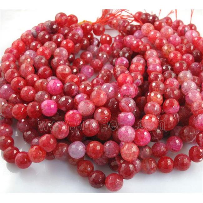 red veins Agate Stone Beads, faceted round