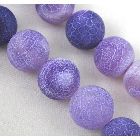 round purple frosted Crackle Agate beads