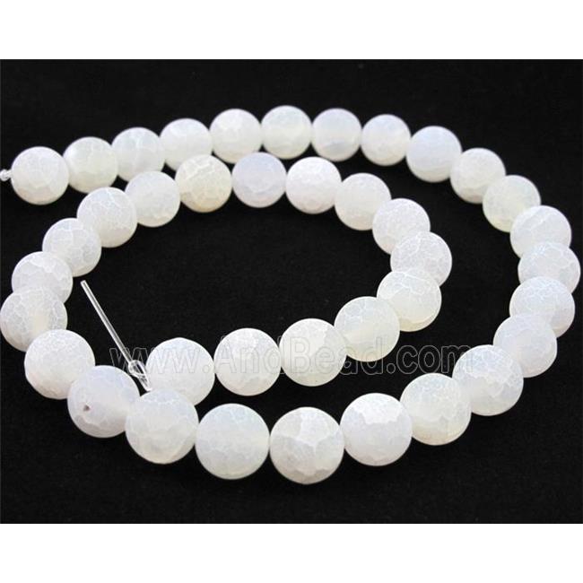 round white frosted Crackle Agate beads