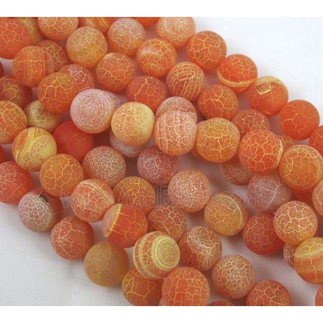 round orange frosted Crackle Agate beads