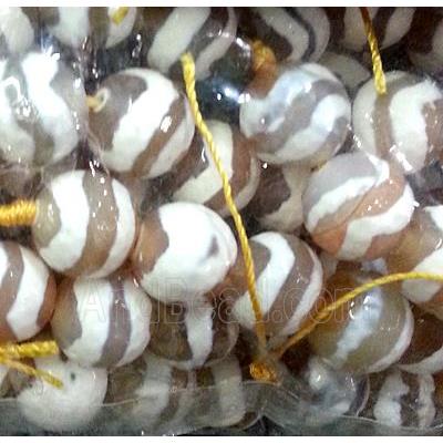 tibetan Agate Stone bead, faceted round, line