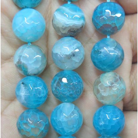 Agate bead, faceted round, aqua