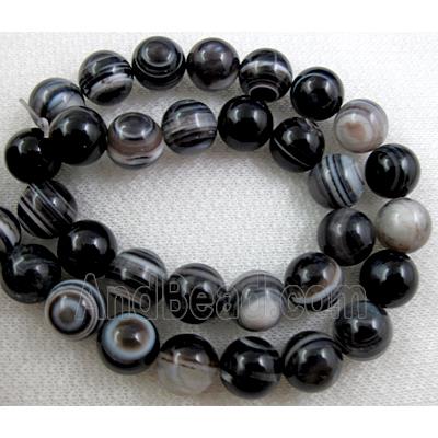 round Natural black stripe Agate beads