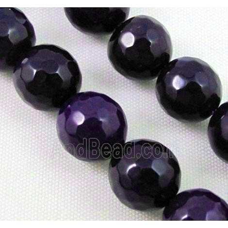 dark lavender Agate Stone beads, faceted round