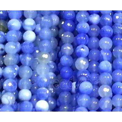 blue Agate Stone bead, faceted round