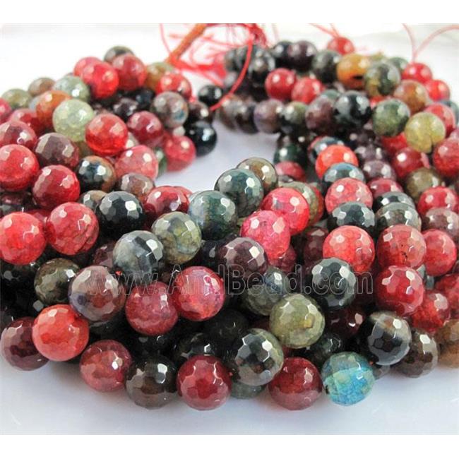 mix color Agate Stone beads, faceted round, tourmalined