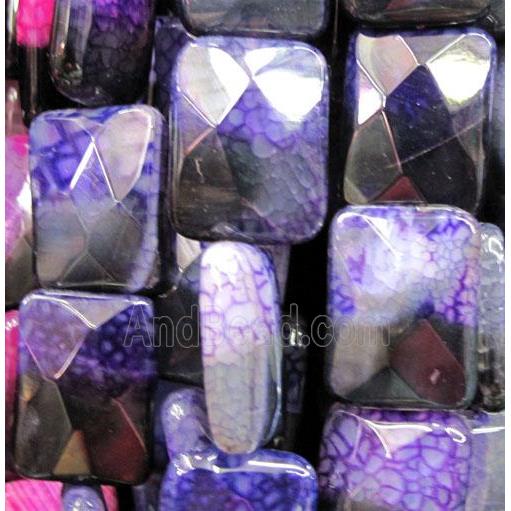 purple veins Agate Stone beads, faceted rectangle