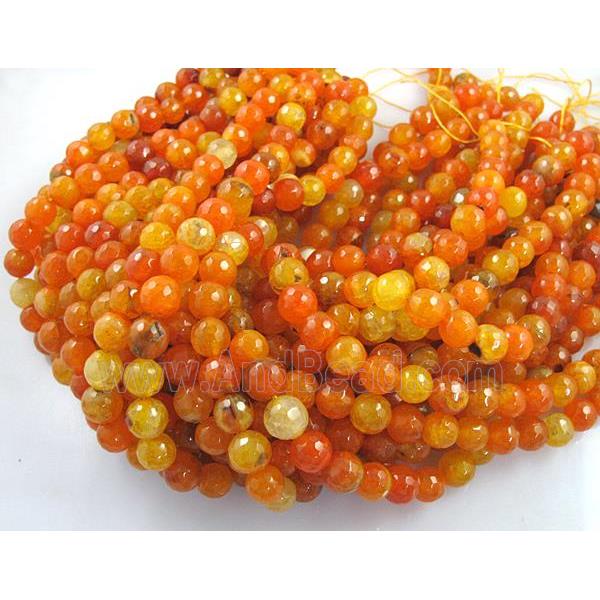 orange veins Agate Stone bead, faceted round