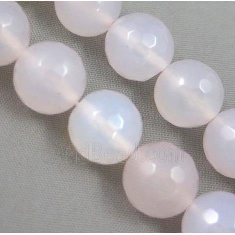 faceted round white Agate Beads