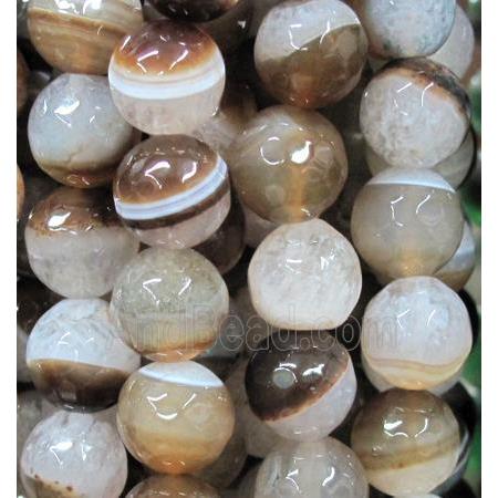 faceted round Druzy Agate beads, coffee