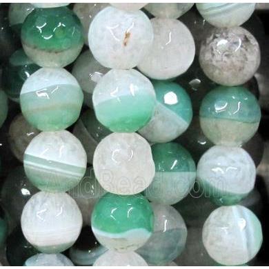 faceted round Druzy Agate beads, green