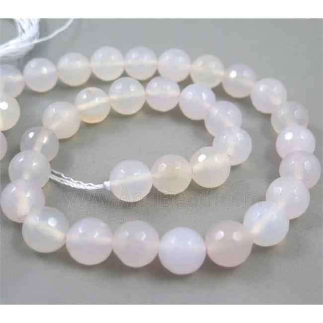 faceted round white Agate Beads