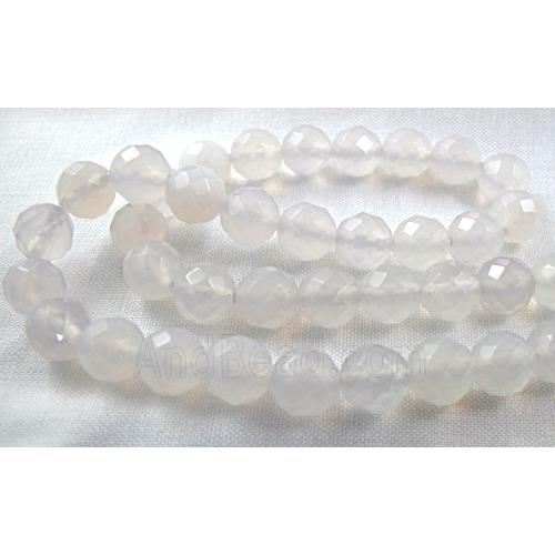 white Agate Stone Bead, faceted round