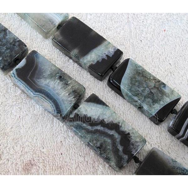 Agate Druzy beads, rectangle, green