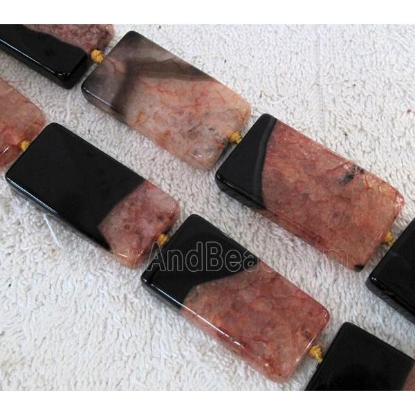 Agate Druzy beads, rectangle, orange