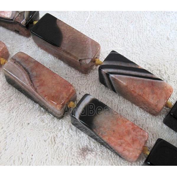 Agate Druzy beads, cuboid, orange
