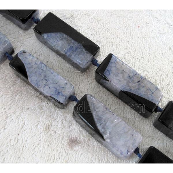 Agate Druzy beads, cuboid, blue