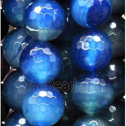 royal blue agate beads, faceted round