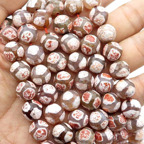tibetan style tortoise Agate beads, faceted round