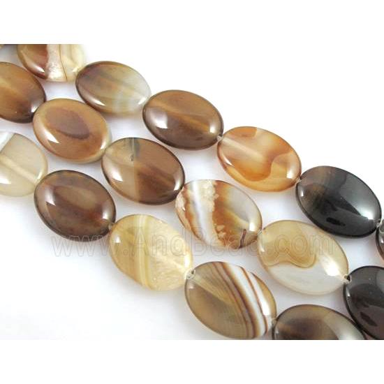 coffee stripe Agate beads, oval