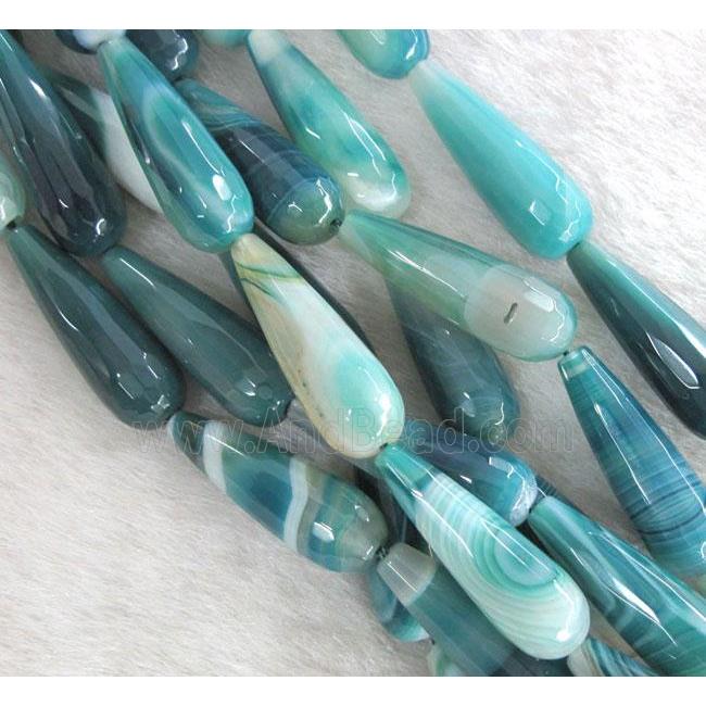 blue agate beads, faceted 3D-teardrop