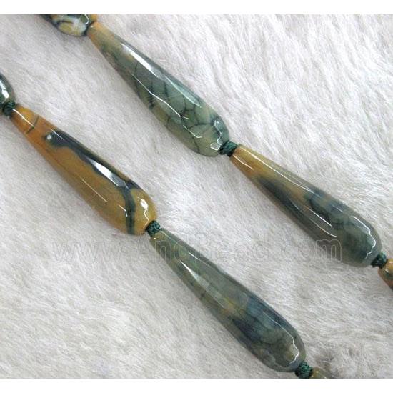 agate beads, faceted teardrop, ink-blue
