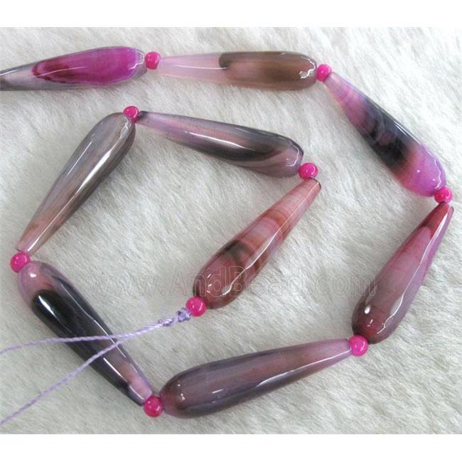 hotpink agate beads, faceted teardrop