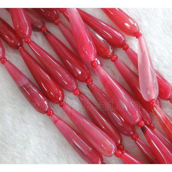 red agate bead, faceted teardrop