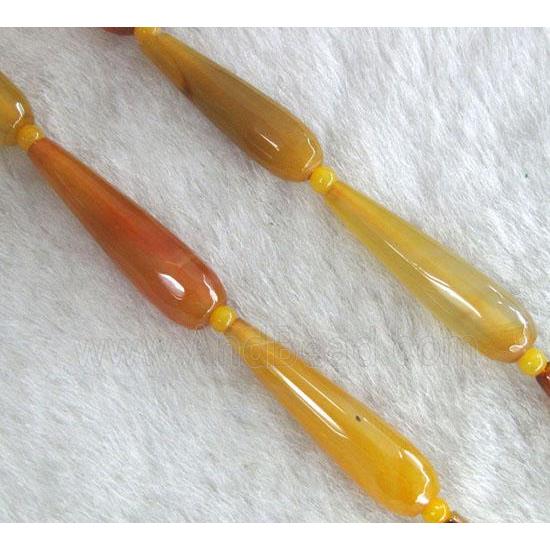 yellow agate beads, faceted teardrop