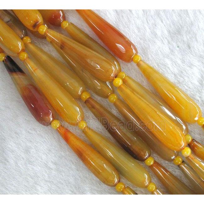 yellow agate beads, faceted teardrop