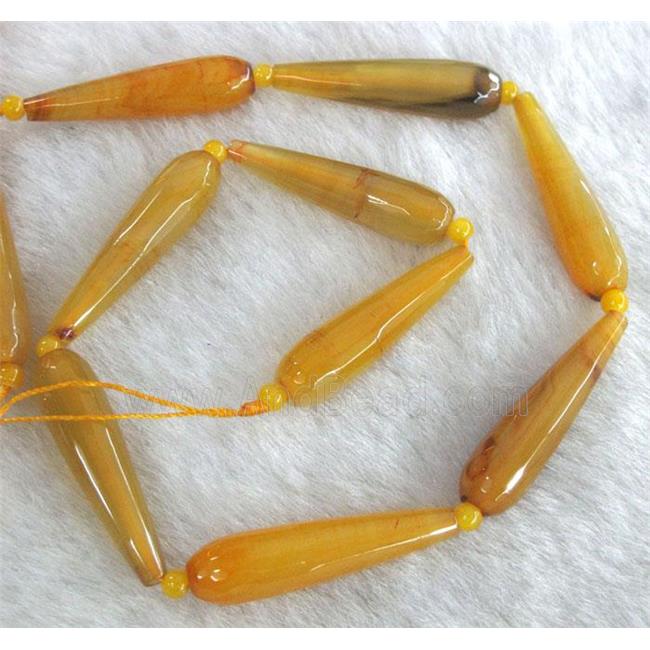 yellow agate beads, faceted teardrop
