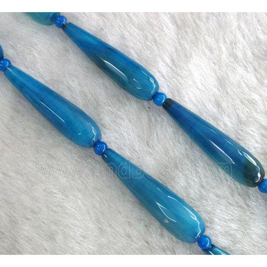 blue agate bead, faceted teardrop