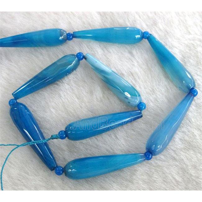 blue agate bead, faceted teardrop