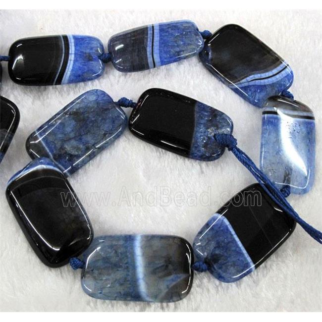 blue druzy agate stone beads, rectangle