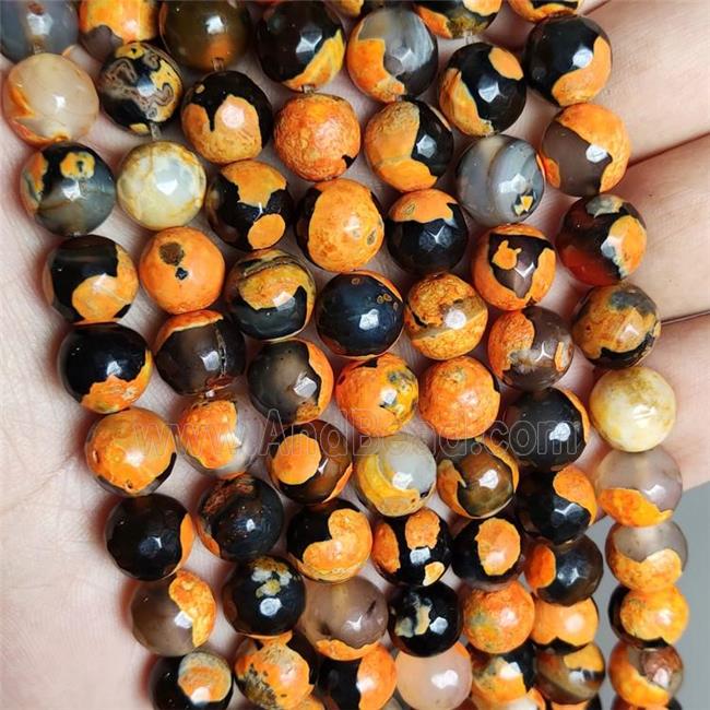 faceted round Dichromatic Agate Beads, orange