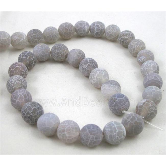 grey frosted Crackle Agate Beads, round