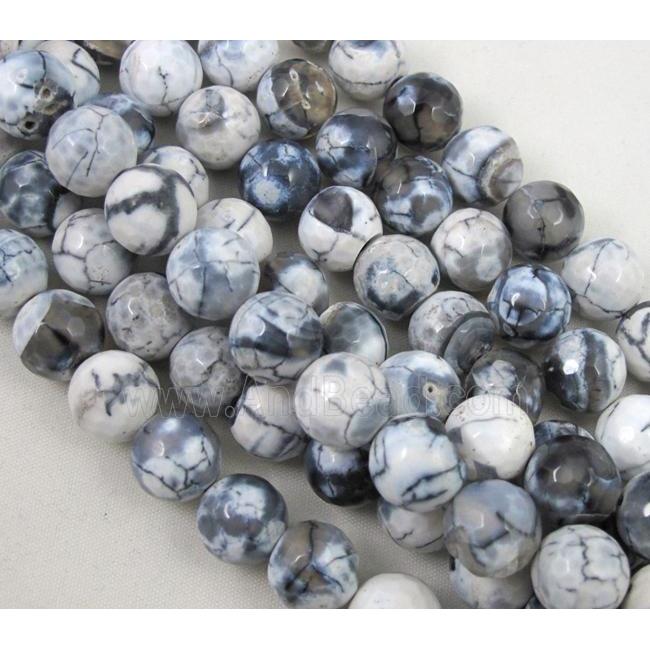 fire Agate beads, faceted round, white