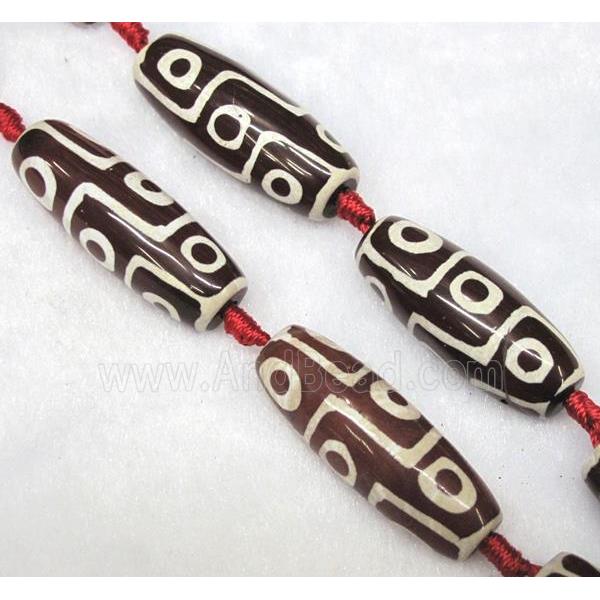 tibetan style agate beads, barrel, dark-red