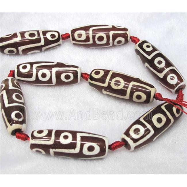 tibetan style agate beads, barrel, dark-red