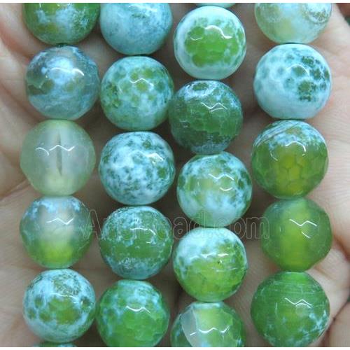 green Fire Agate Beads, faceted round