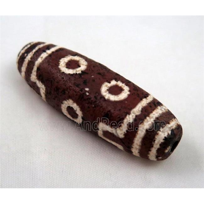 natural tibetan Dzi beads, flat barrel, brown